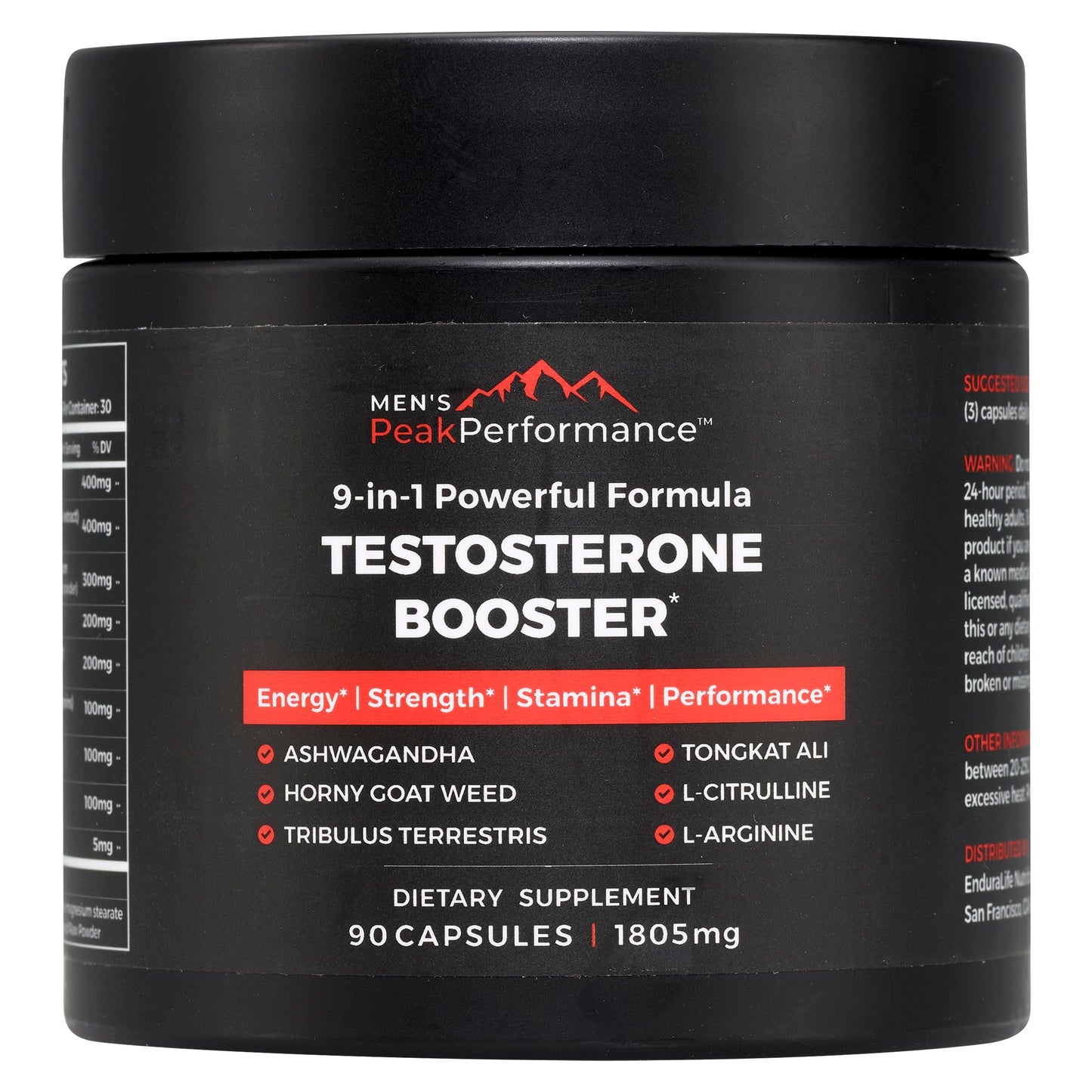 MENS PeakPerformance - Testosterone Booster Supplement for Men - Boost Stamina Muscle Growth Energy Strength Endurance & Drive - Ashwagandha Tribulus L-Arginine Tongkat Ali- 90 Capsules