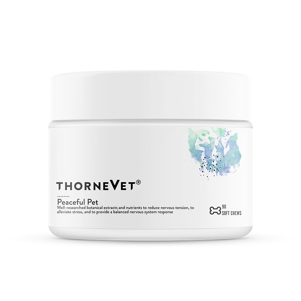 ThorneVet Peaceful Pet Calming Chews for Dogs & Cats - Soft Chews with Calming Nutrients & Botanicals to Support a Healthy Nervous System - Bacon Flavor Dog Treats with Amino Acids & Vitamins - 90 ct