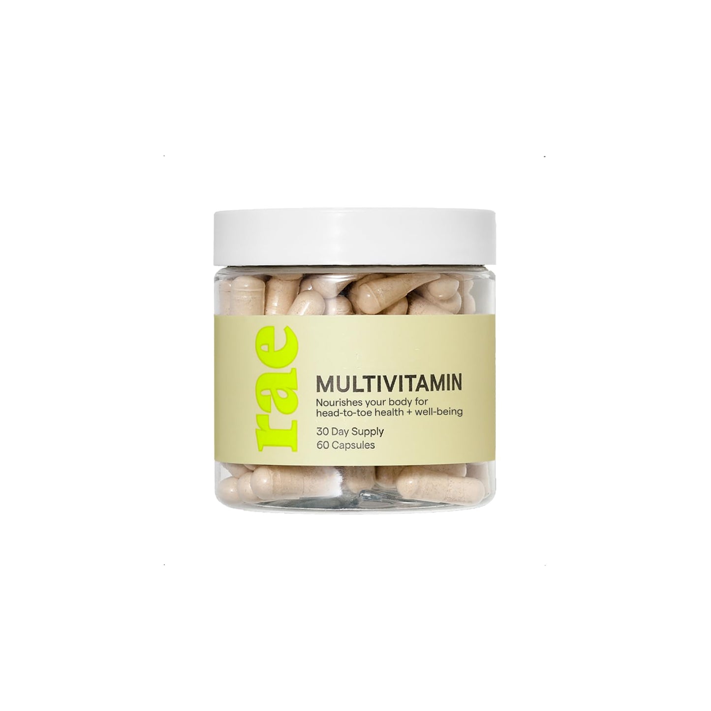 Rae Wellness Multivitamin - Vegan Daily Multivitamin with Vitamin C A D E Minerals Folate Biotin Vitamin B12 Energy Supplements + Ashwagandha 60 Capsules (30 Day Supply)