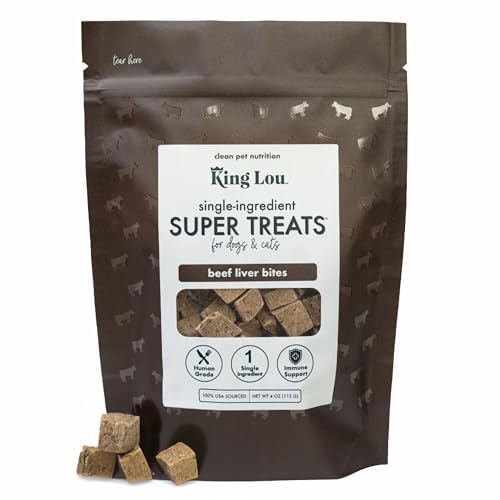 King Lou Pets - Beef Liver Dog Treats - Freeze Dried Liver Treats For Dogs and Cats - USA-Made Dog and Cat Treats - Rich in Iron Vitamins and Nutrients For Immune Health - 1 lb Prior to Freeze-Drying