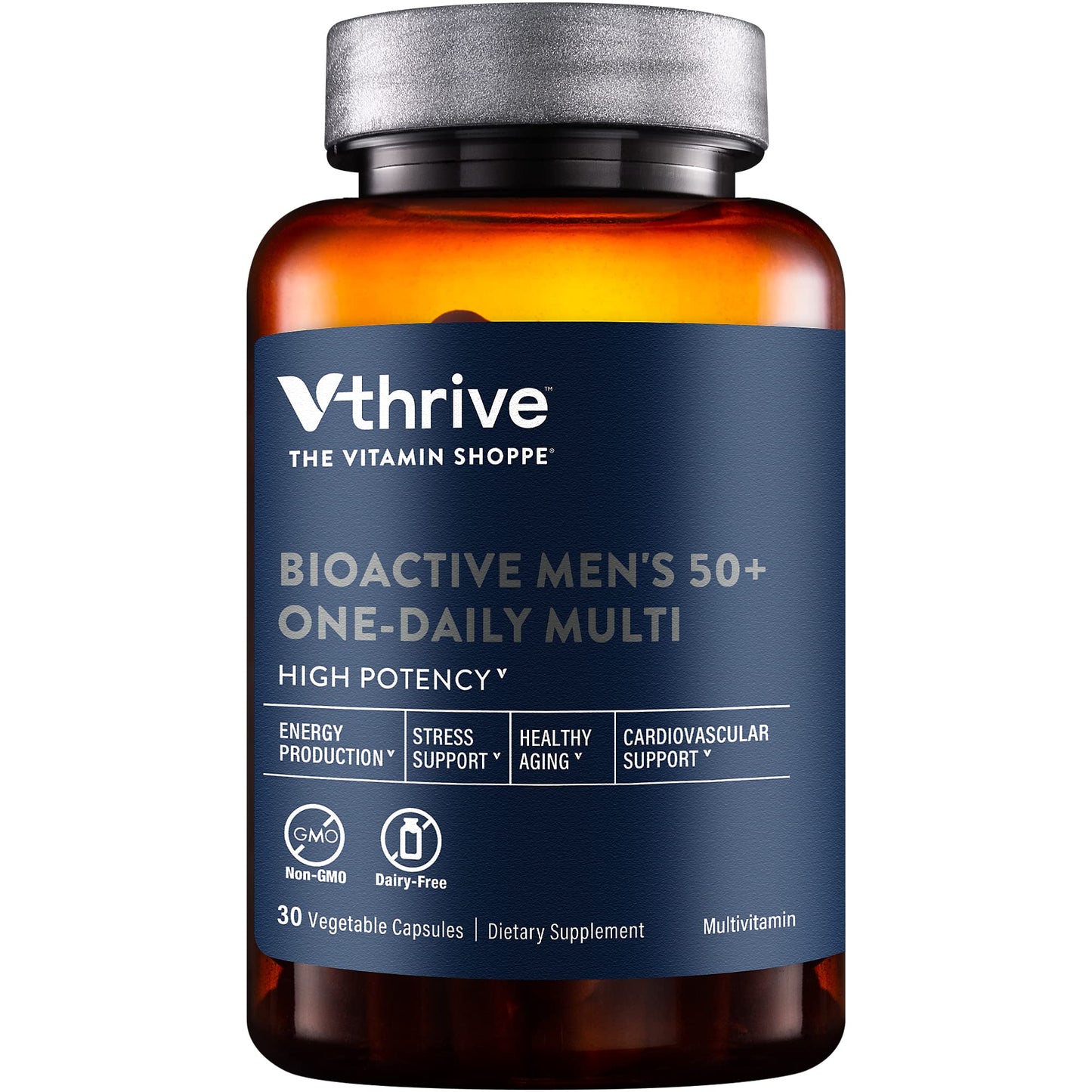 Once-Daily Bioactive Multivitamin for Men 50+ - Supports Stress & Healthy Aging (30 Vegetarian Capsules)