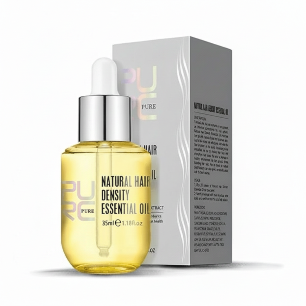 Natural Hair Density Essential Oil. Nourish your scalp and hair with a botanical blend designed to support a healthier-looking, fuller appearance.