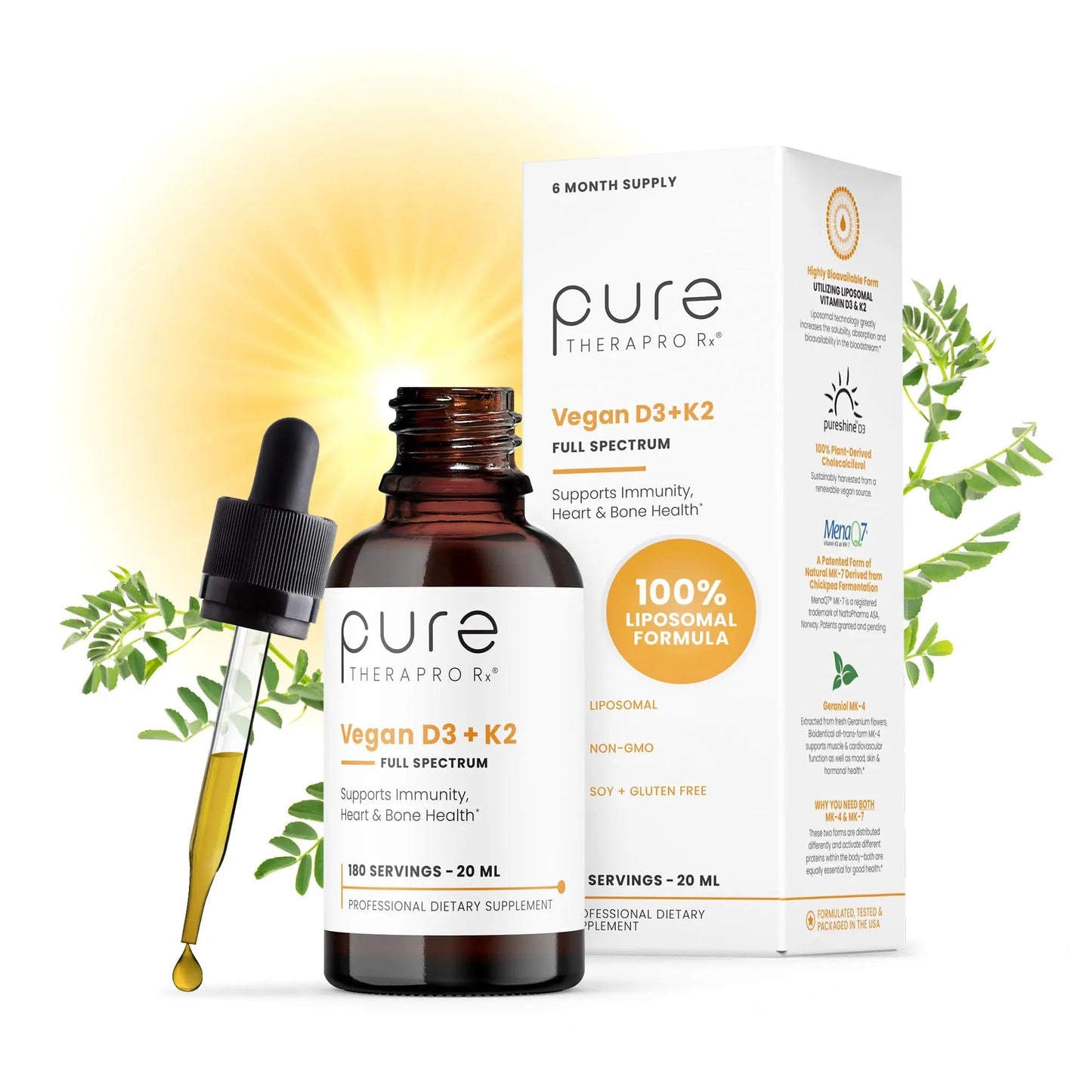 Vitamin D3 + K2 Liposomal Supplement 20ml Bottle